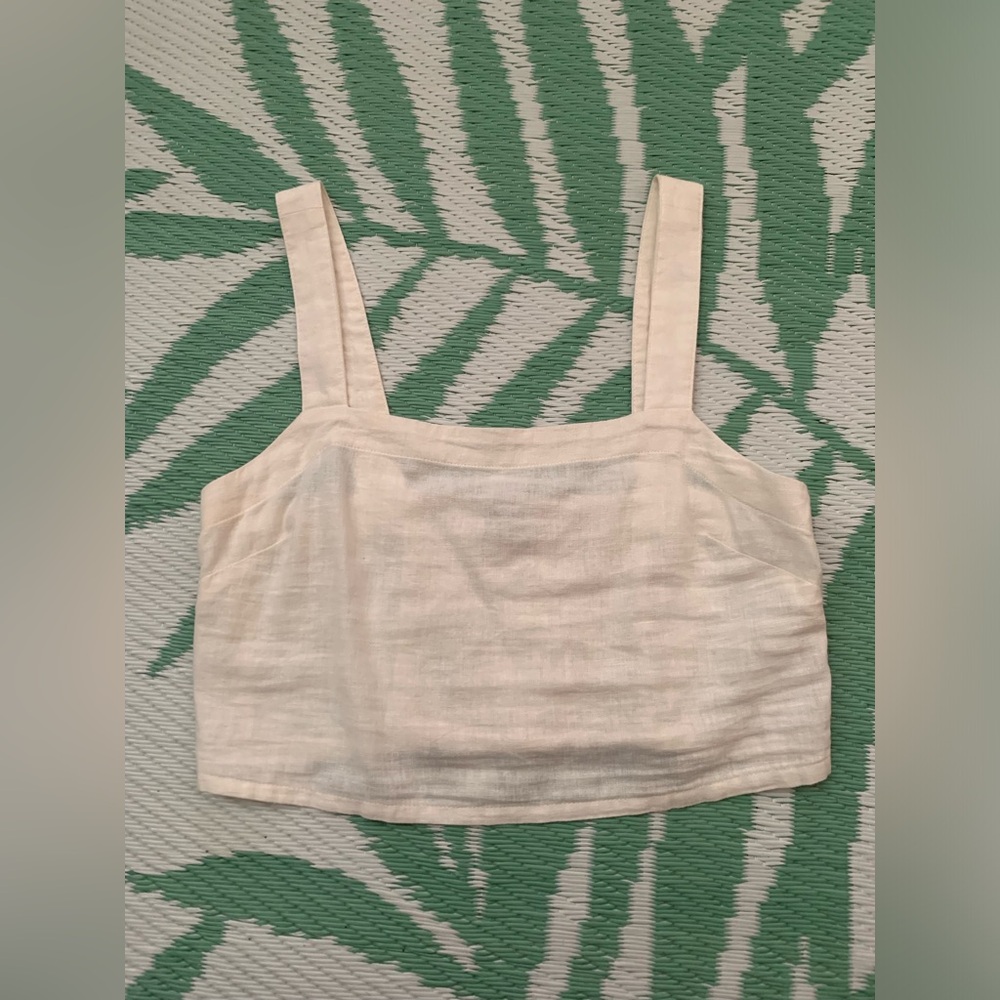 Madewelll cream tank crop top sz small
